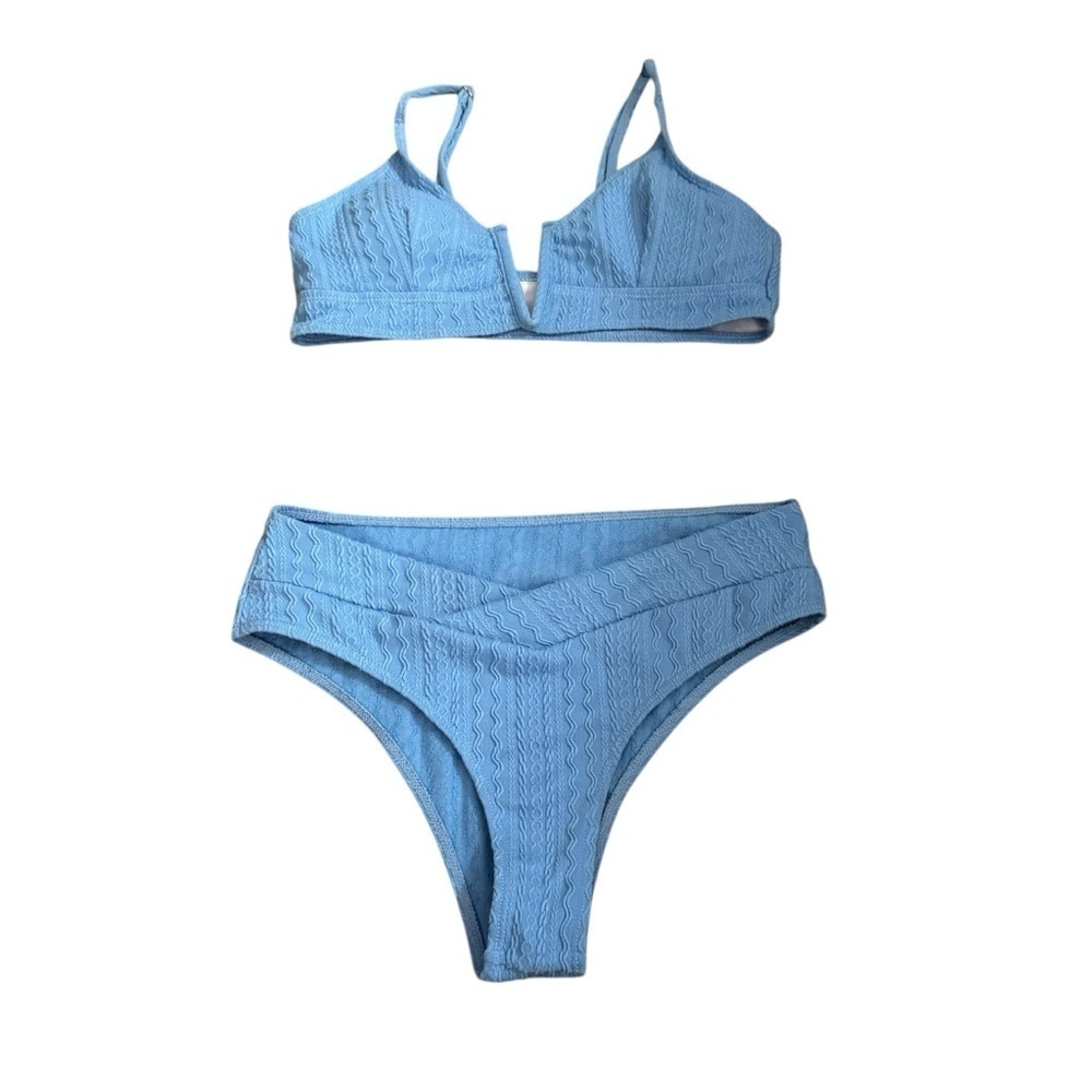 Sky Blue V Cut Bikini Swimsuit